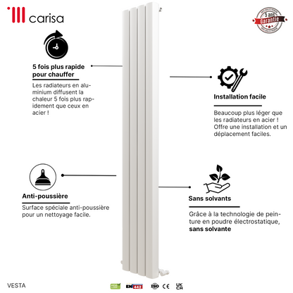 Carisa Vesta Radiateur en Aluminium Vertical Design Moderne Blanc