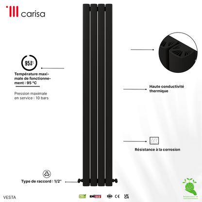 Carisa Vesta Radiateur en Aluminium Vertical Design Moderne Gris foncé