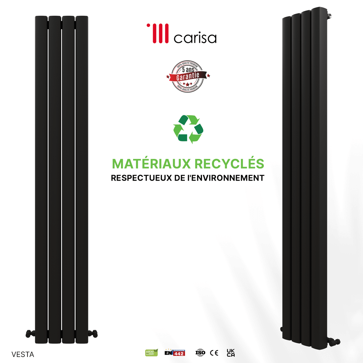 Carisa Vesta Radiateur en Aluminium Vertical Design Moderne Gris foncé