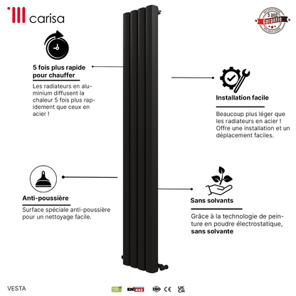 Carisa Vesta Radiateur en Aluminium Vertical Design Moderne Gris foncé