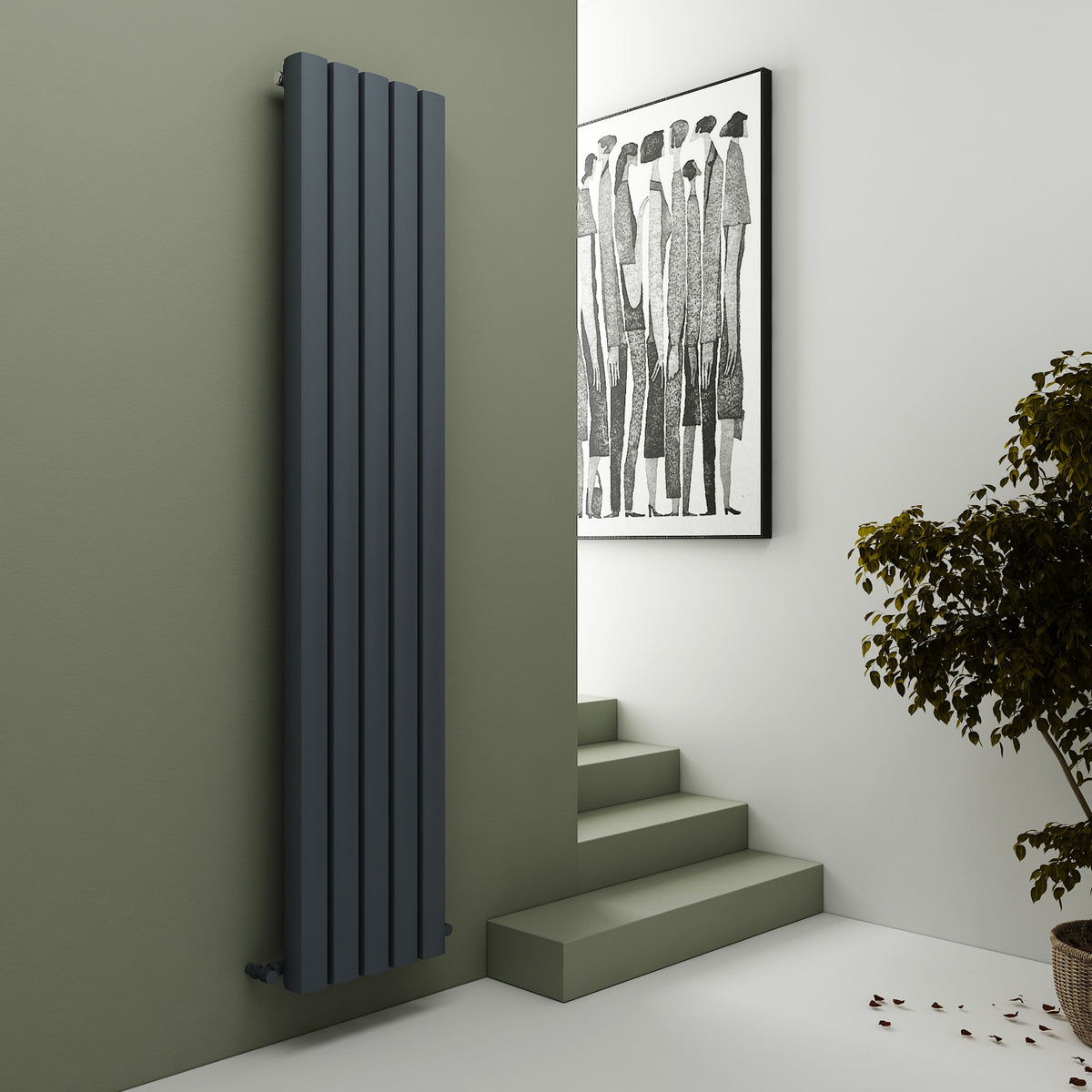 Carisa Vesta Radiateur en Aluminium Vertical Design Moderne Gris foncé