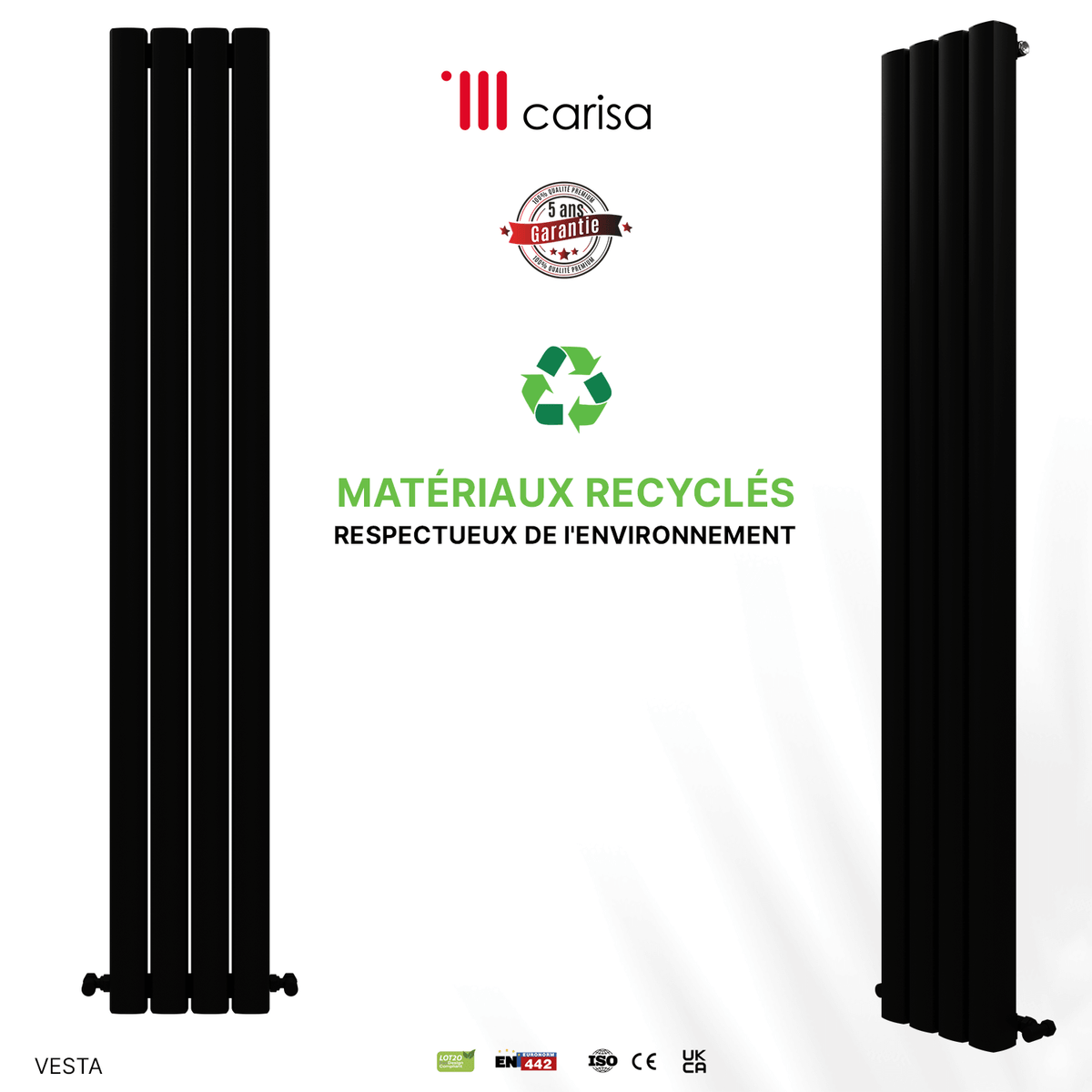 Carisa Vesta Radiateur en Aluminium Vertical Design Moderne Noir