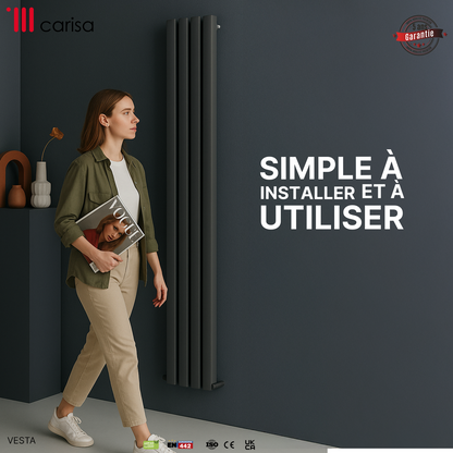 Carisa Vesta Radiateur en Aluminium Vertical Design Moderne Noir