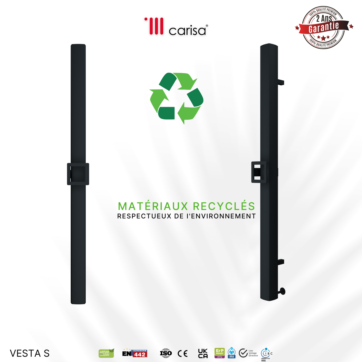 Carisa Vesta S Single Sèche-Serviette Électrique Design Moderne Anthracite