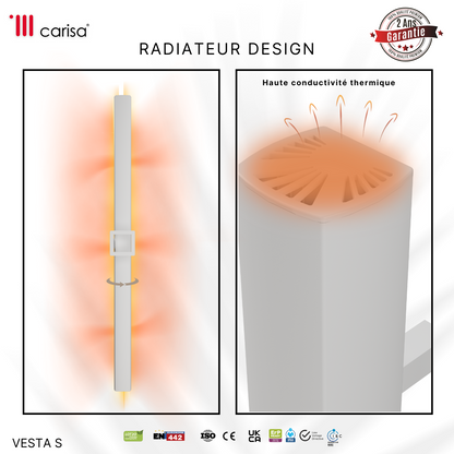 Carisa Vesta Single Sèche-Serviette Électrique Design Moderne Blanc