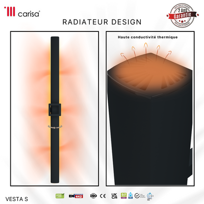 Carisa Vesta Single Sèche-Serviette Électrique Design Moderne Noir