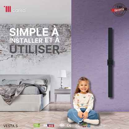 Carisa Vesta Single Sèche-Serviette Électrique Design Moderne Noir