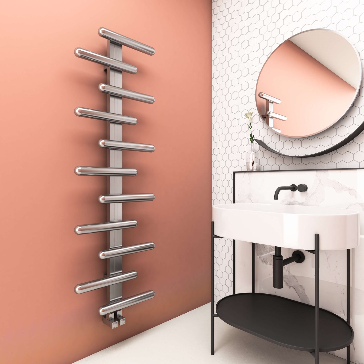 Carisa Vivi Sèche-Serviettes en Acier Inoxydable Design Moderne Miroir Poli