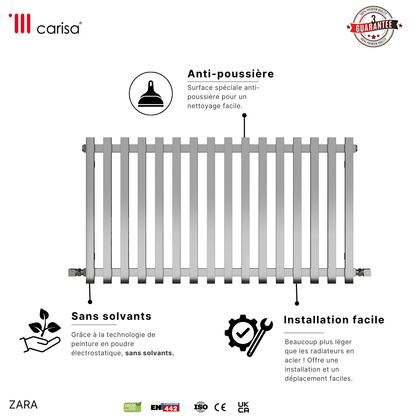 Carisa Zara Radiateur en Acier Horizontal Design Moderne Chromé