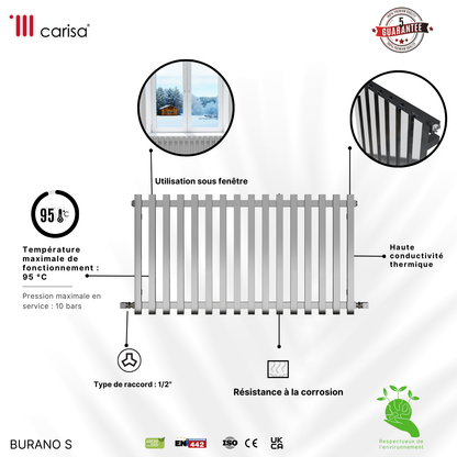 Carisa Zara Radiateur en Acier Horizontal Design Moderne Chromé