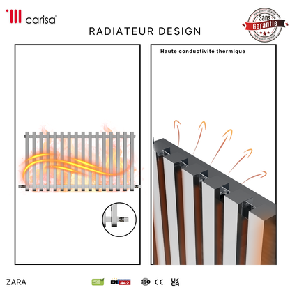 Carisa Zara Radiateur en Acier Horizontal Design Moderne Chromé