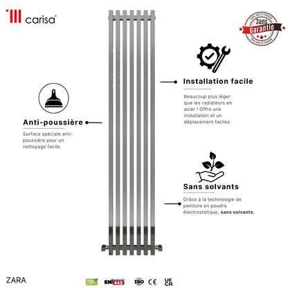 Carisa Zara Radiateur en Acier Vertical Design Moderne Chromé