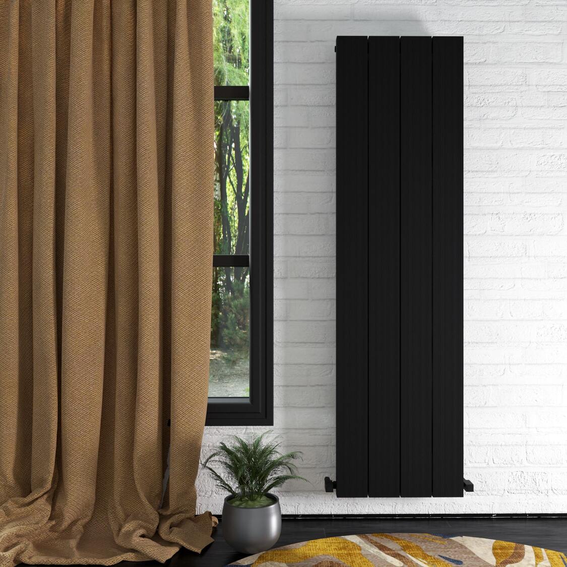 Carisa Elvino Radiateur en Aluminium Vertical Design Moderne Noir