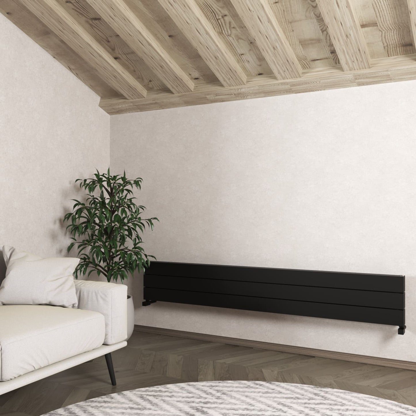 Carisa Nemo Double Xl Radiateur en Aluminium Horizontal Design Moderne Noir