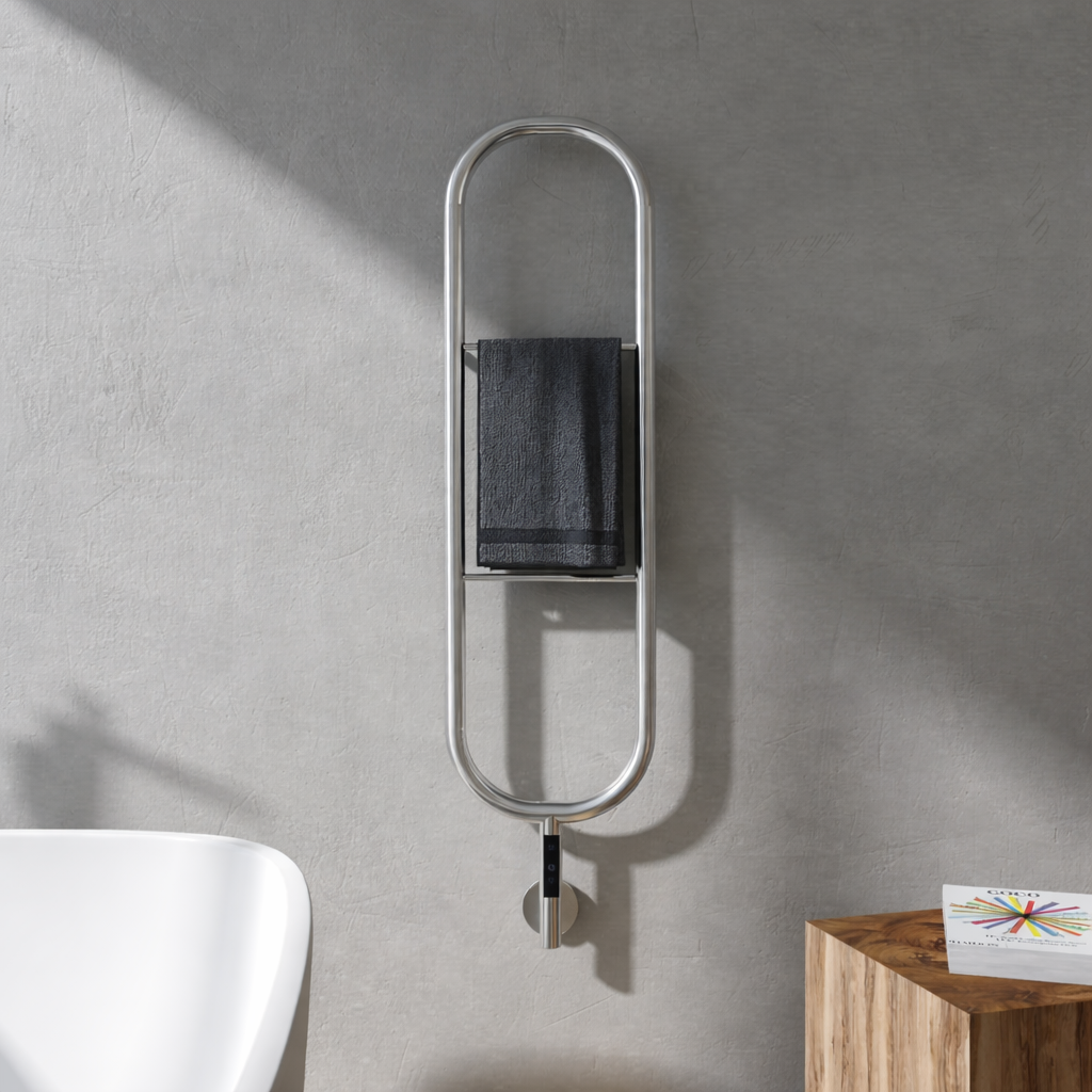 Sèche-serviettes électrique Carisa Felix, inox – finition satinée brillante.