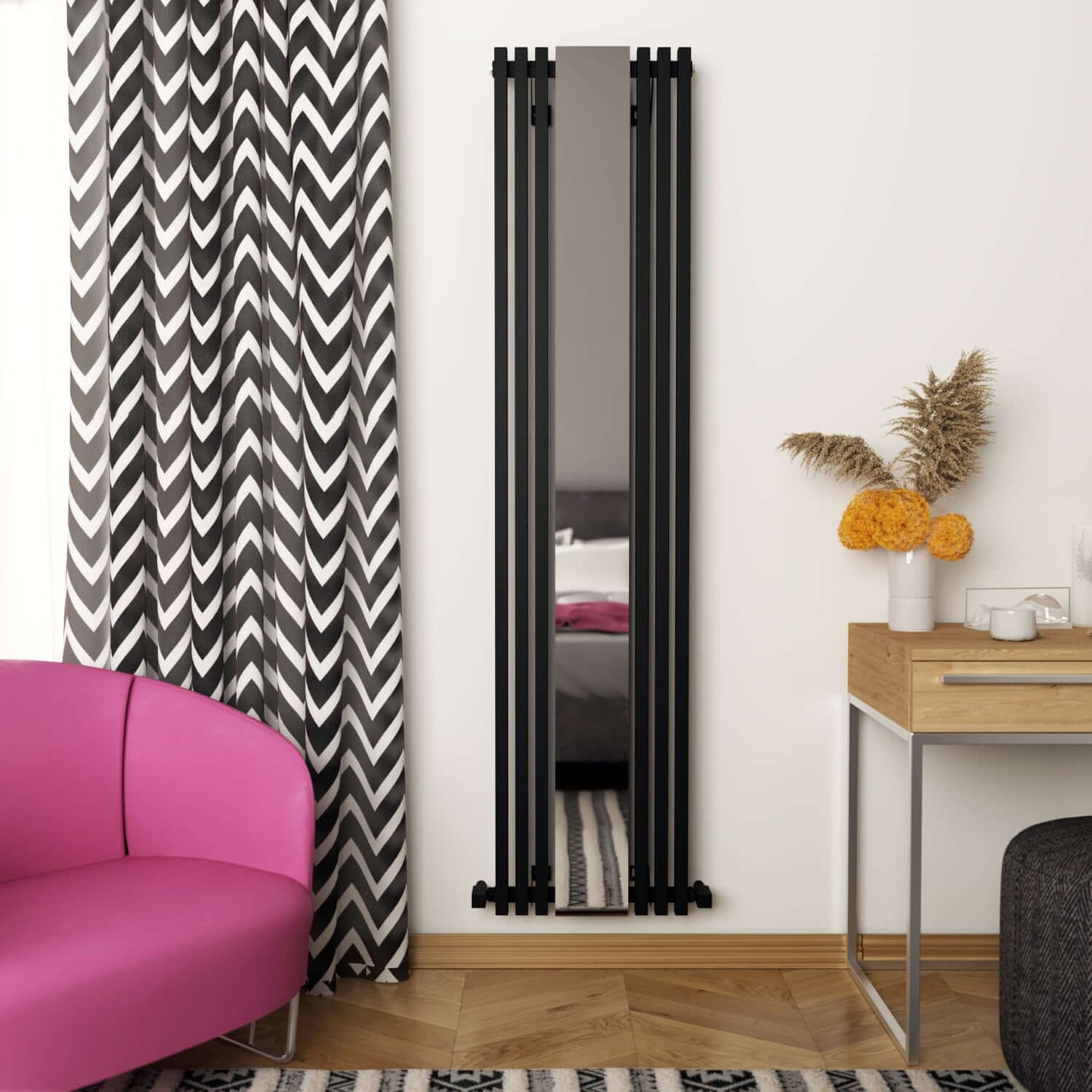 Carisa Sophia Mirror Radiateur en Aluminium Vertical Design Moderne Noir