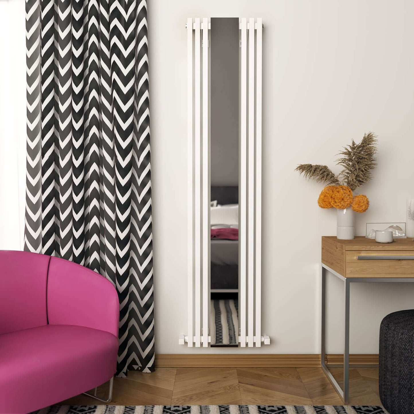 Carisa Sophia Mirror Radiateur en Aluminium Vertical Design Moderne Blanc